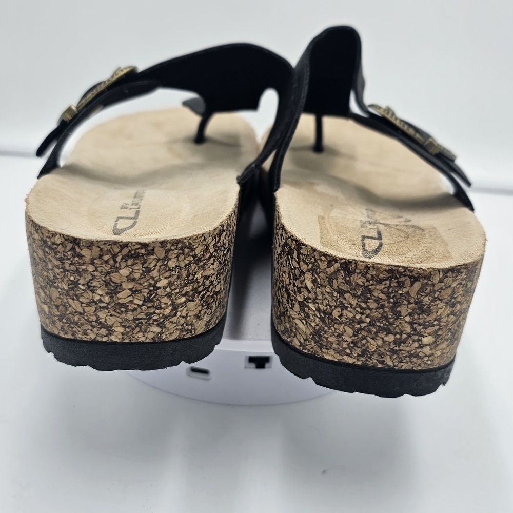 🆕️CL by Laundry Black Cork Wedge Sandals – Size 41 - Picture 5 of 8